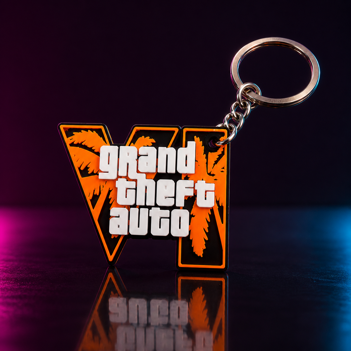 Oranger GTA-inspirierter VI-Schlüsselanhänger